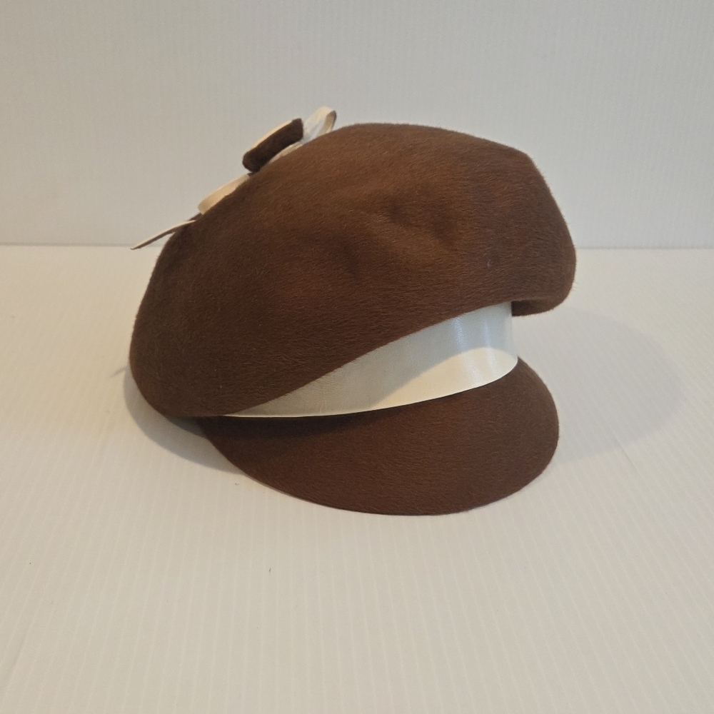 Vintage Ladies Hat Leslie James Felt Hat Copper Red 1950s 1970s Fedora Beret